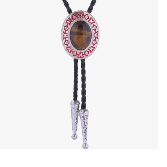 Tiger Eye Red Bolo Tie - Picture 1 of 6